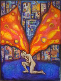 Alain CHICHE - Chrysalide, 117x90 cm, 2008, huile sur toile et collages Alain CHICHE - Chrysalide, 117x90 cm, 2008, huile sur toile et collages