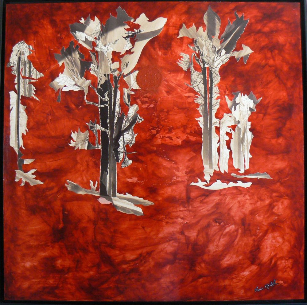 Alain Michel - L'Ange bâtisseur (80 x 113), peinture et collage sur carton Alain Michel - L'Ange bâtisseur (80 x 113), peinture et collage sur carton