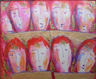 A. Th. MAHE ROS - Choeurs à coeurs, 46X36, 2007, acrylique et technique mixte sur toile A. Th. MAHE ROS - Choeurs à coeurs, 46X36, 2007, acrylique et technique mixte sur toile