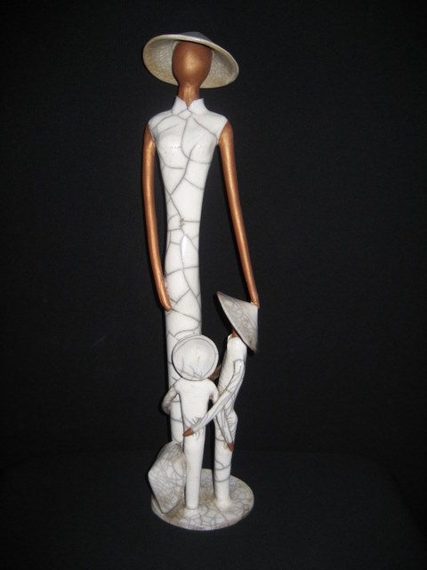 Anne SCHMITT - famille céramique raku 45 cm Anne SCHMITT - famille céramique raku 45 cm