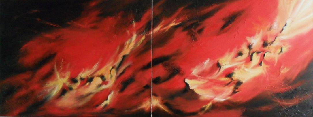 Annie VALAT ANVAL - Energie 89x116 x2 huile toile Annie VALAT ANVAL - Energie 89x116 x2 huile toile