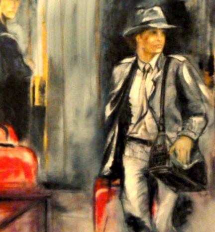 BRIGITTE LAPORTE - Les valises rouges - 100 X 100 huile sur toile - 2011 BRIGITTE LAPORTE - Les valises rouges - 100 X 100 huile sur toile - 2011
