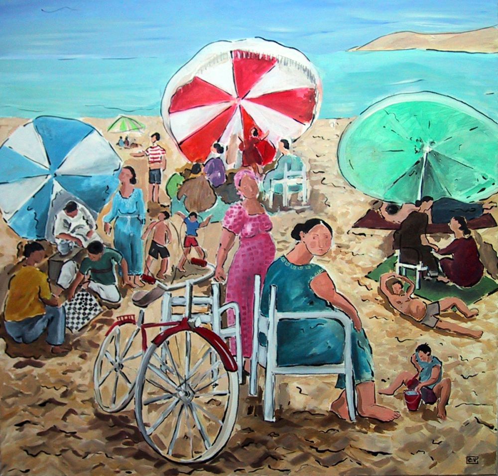CATHERINE VIEU - la plage, 120x120, 2009, Acrylique sur toile CATHERINE VIEU - la plage, 120x120, 2009, Acrylique sur toile