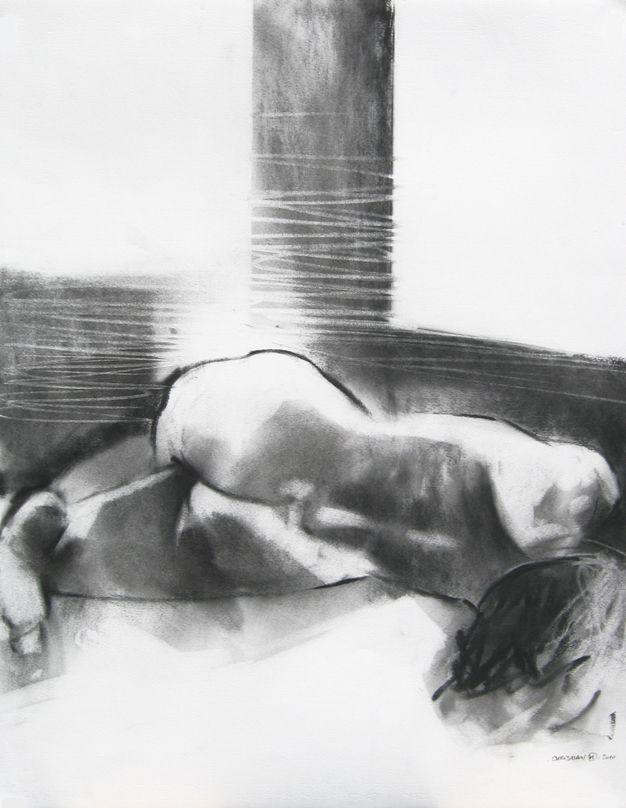CHRISTIAN HACHE - LA CROIX - dessin au fusain - 65x50 cm CHRISTIAN HACHE - LA CROIX - dessin au fusain - 65x50 cm