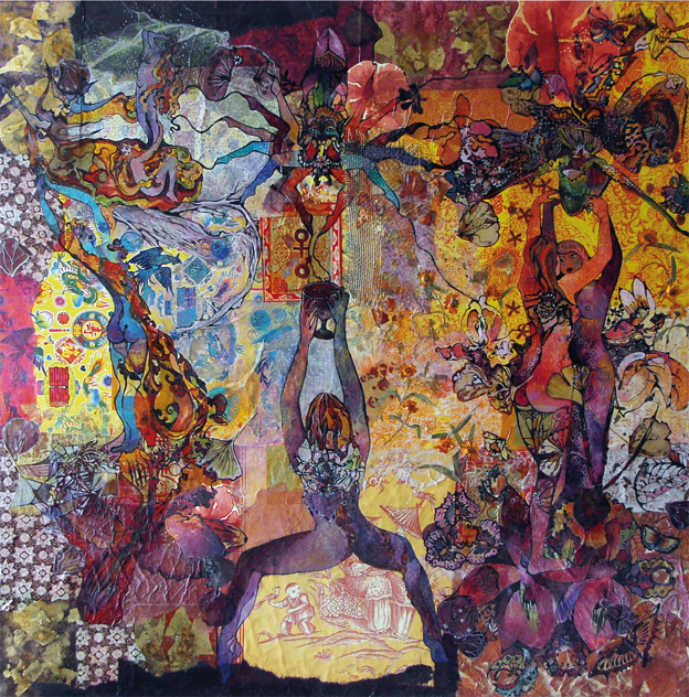 CLAIRE BONNAFOUX - La Nuit des Trois Grâces.100x100cm. 2009. Technique mixte. CLAIRE BONNAFOUX - La Nuit des Trois Grâces.100x100cm. 2009. Technique mixte.