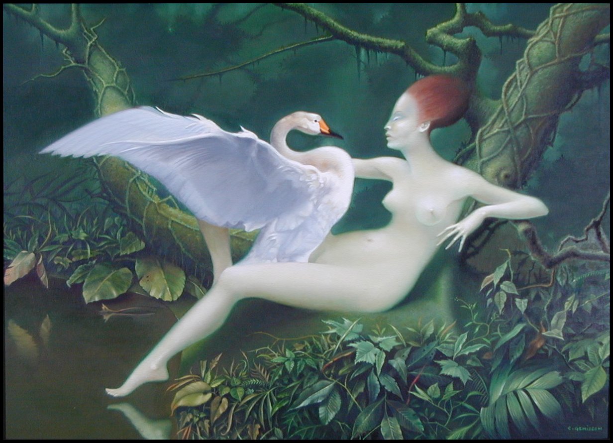 CLAUDE GENISSON - Leda, 30x42 cm, 1998, huile sur bois CLAUDE GENISSON - Leda, 30x42 cm, 1998, huile sur bois
