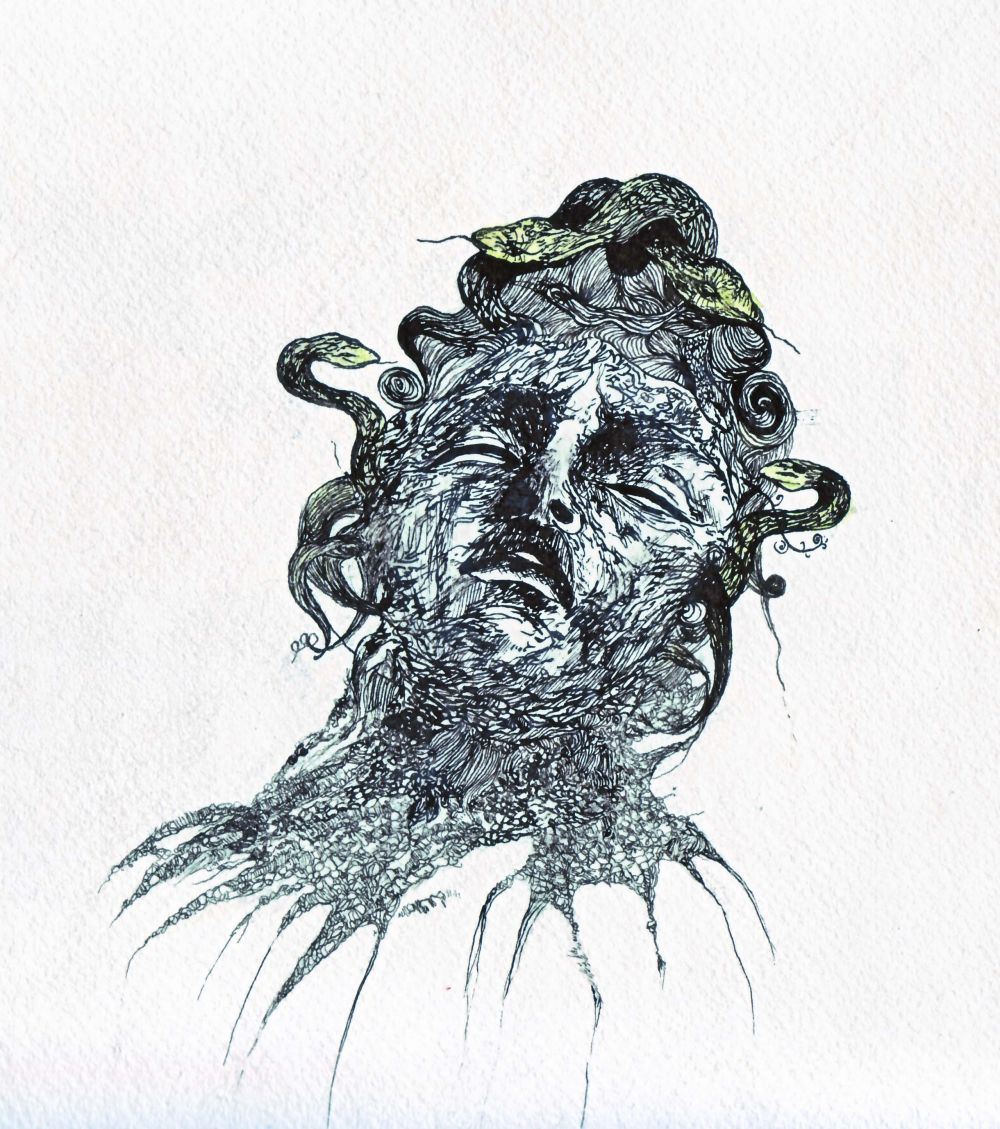 Chiraz Chouchane - Méduse,encre sur papier, 2010. Chiraz Chouchane - Méduse,encre sur papier, 2010.