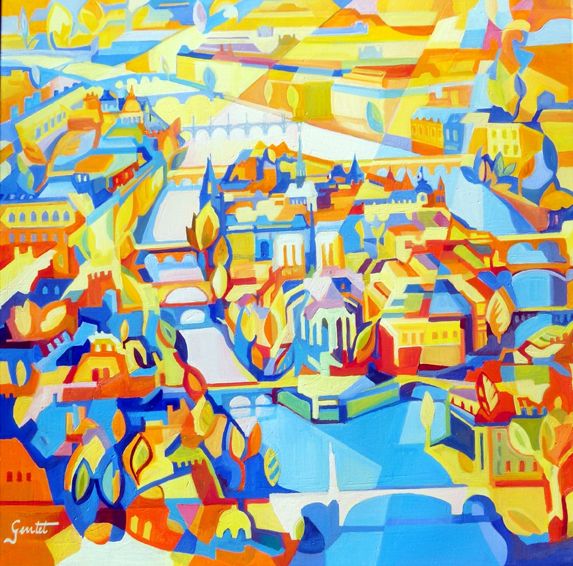 Claude GENTET - Paris passionnément 100x100, 2011, hst Claude GENTET - Paris passionnément 100x100, 2011, hst