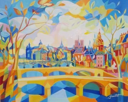 Claude GENTET - Couleurs sur Seine 81x100, 2011, hst Claude GENTET - Couleurs sur Seine 81x100, 2011, hst