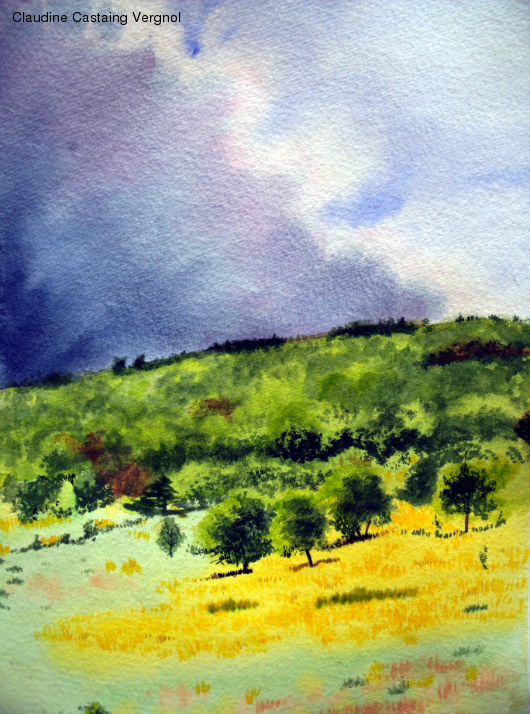 Claudine CASTAING-VERGNOL - champ de genêts sous l'orage_aquarelle_2010 Claudine CASTAING-VERGNOL - champ de genêts sous l'orage_aquarelle_2010