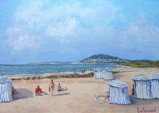 Daniel LALLEMAND - Scène de plage à Cabourg format 4F 2010 Huile sur toile Daniel LALLEMAND - Scène de plage à Cabourg format 4F 2010 Huile sur toile