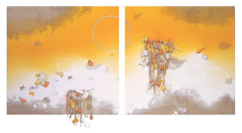 Dominique Filée - Bulle d'air, 100x200cm, 2008, huile sur jute Dominique Filée - Bulle d'air, 100x200cm, 2008, huile sur jute