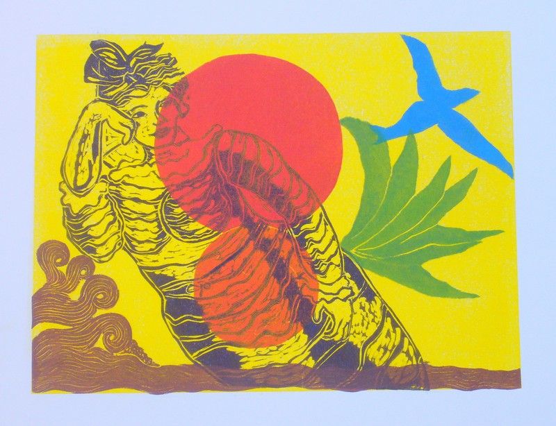 Eléonore BOURDEAUX - Femme Soleil, feuille de format 40cmX50cm, 2012. Eléonore BOURDEAUX - Femme Soleil, feuille de format 40cmX50cm, 2012.