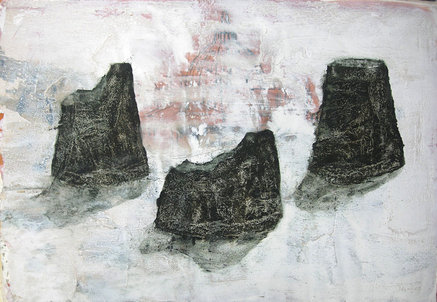 Eric JEGAT - Les ruines, 63x90cm, 2009, huile sur papier Eric JEGAT - Les ruines, 63x90cm, 2009, huile sur papier