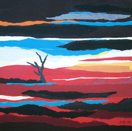 Eva Ledecky - Terre brûlée n°6 - 80 x 80 cm - 2010 - collage sur toile Eva Ledecky - Terre brûlée n°6 - 80 x 80 cm - 2010 - collage sur toile