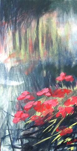 Eva Ledecky - Fleurs n°8 - 40 x 80 cm - 2010 - encres naturelles sur toile Eva Ledecky - Fleurs n°8 - 40 x 80 cm - 2010 - encres naturelles sur toile
