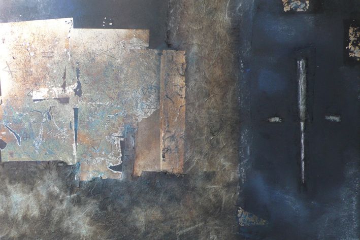 F FLORENS - Mémoire 1 - Technique mixte - papier japonais marouflé sur bois - pigments naturels - encre - 2011 F FLORENS - Mémoire 1 - Technique mixte - papier japonais marouflé sur bois - pigments naturels - encre - 2011