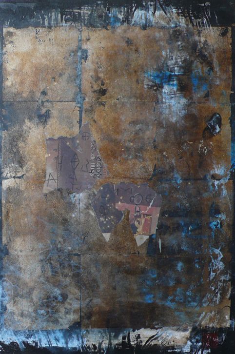 F FLORENS - Mémoire 3 - Technique mixte - papier japonais marouflé sur bois - pigments naturels - encre - 2011 F FLORENS - Mémoire 3 - Technique mixte - papier japonais marouflé sur bois - pigments naturels - encre - 2011