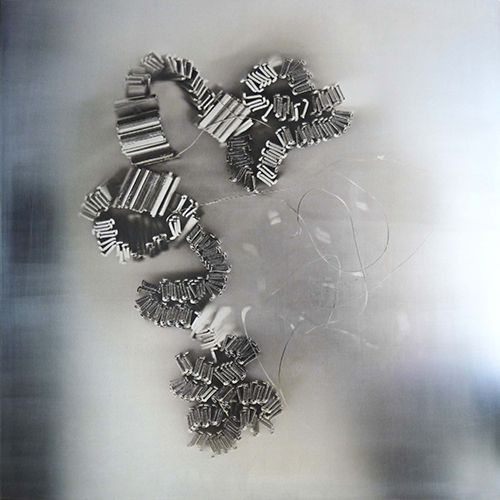 Fabienne Cuter - Metallic Poem #5, 60cm x 60cm, 2011, Photographie sur Acier Inoxydable Fabienne Cuter - Metallic Poem #5, 60cm x 60cm, 2011, Photographie sur Acier Inoxydable