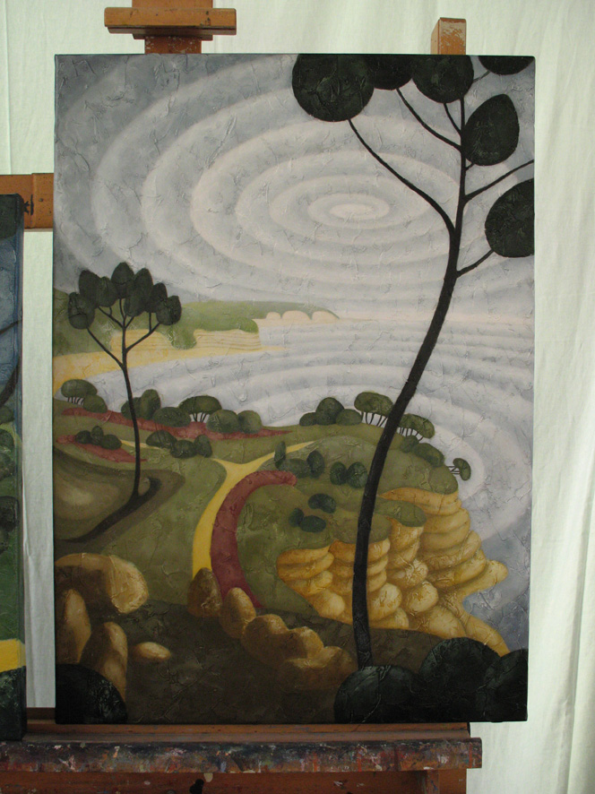 Gérard Sévin - inspirales maritimes n°3, 70/50, huile sur toile de lin. Gérard Sévin - inspirales maritimes n°3, 70/50, huile sur toile de lin.