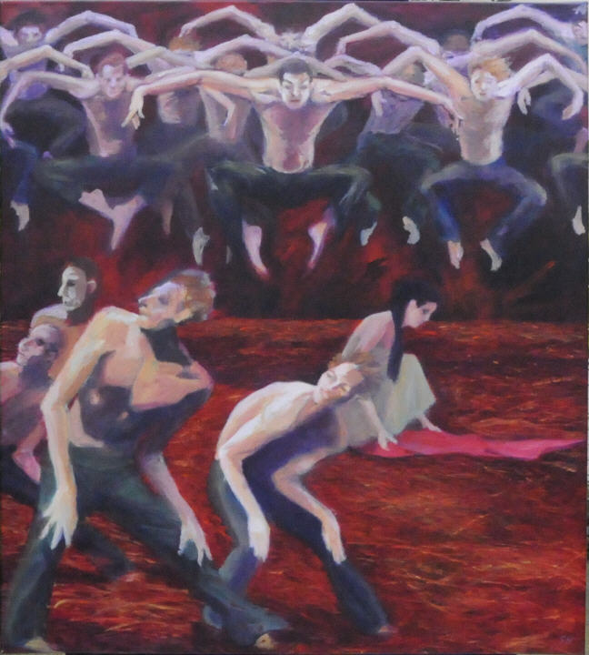Grethe KNUDSEN - Le Sacre du printemps - Triptyque / Danse des hommes - apres la chorégraphie de Pina Bausch, 89x80cm, 2010, Acrylique Grethe KNUDSEN - Le Sacre du printemps - Triptyque / Danse des hommes - apres la chorégraphie de Pina Bausch, 89x80cm, 2010, Acrylique