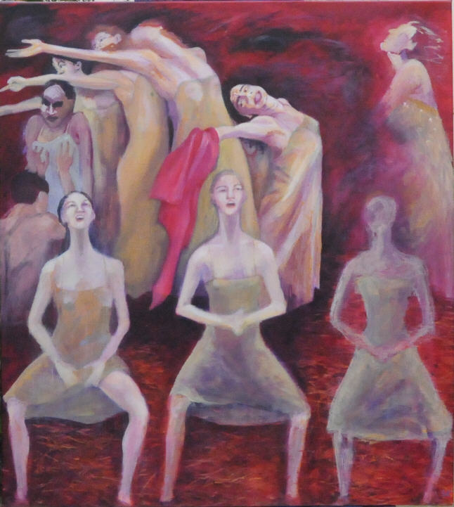 Grethe KNUDSEN - Le Sacre du printemps - Triptyque / Danse des femmes - apres la chorégraphie de Pina Bausch, 89x80cm, 2009, Acrylique Grethe KNUDSEN - Le Sacre du printemps - Triptyque / Danse des femmes - apres la chorégraphie de Pina Bausch, 89x80cm, 2009, Acrylique