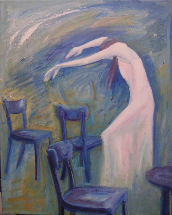 Grethe KNUDSEN - Café Müller I. - Danseuse Pina Bausch, 81 x 65 cm, 2009, Acrylique Grethe KNUDSEN - Café Müller I. - Danseuse Pina Bausch, 81 x 65 cm, 2009, Acrylique