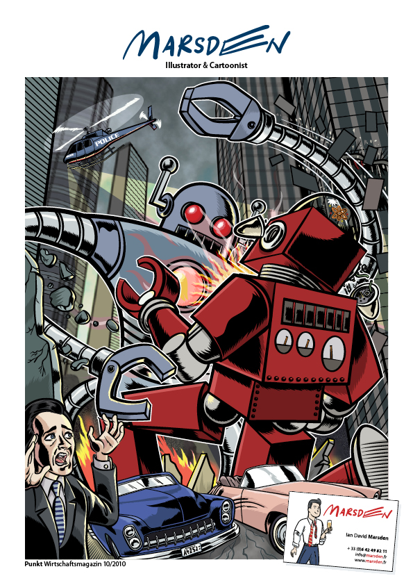 Ian David MARSDEN - Battaille de robots, illustration numerique vectoriel en adobe illustrator Ian David MARSDEN - Battaille de robots, illustration numerique vectoriel en adobe illustrator