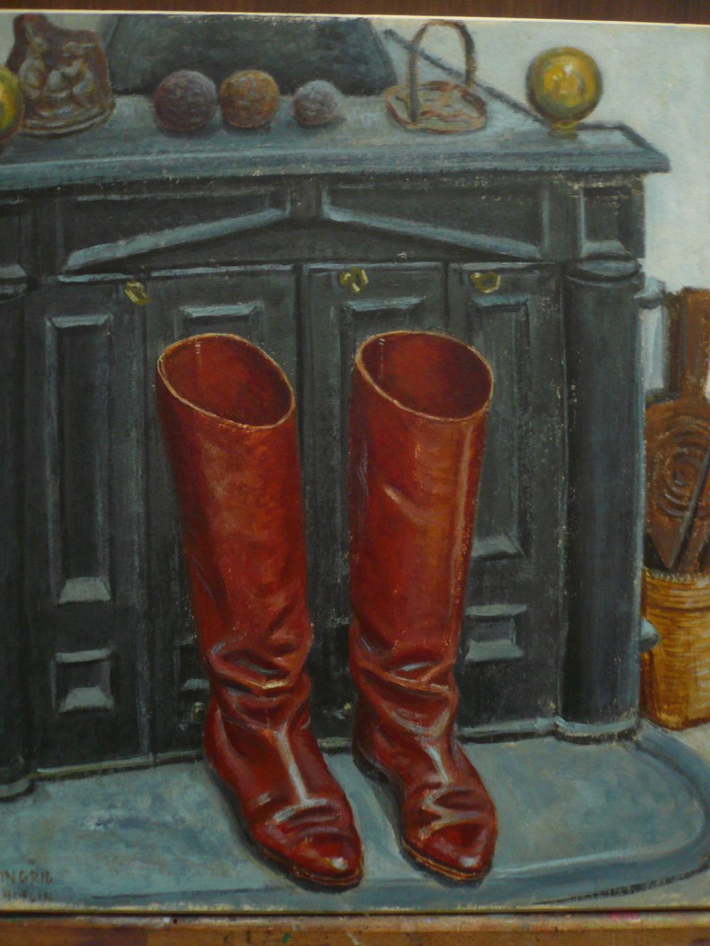 INGRID HÖRLIN - les bottes. acrylique sur carton. 0.40X 0.35. 2010 INGRID HÖRLIN - les bottes. acrylique sur carton. 0.40X 0.35. 2010