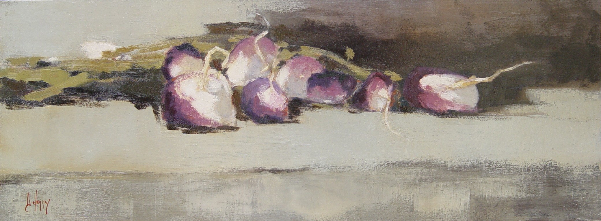 Isabelle DELANNOY - Navets NM 990, huile 30x80 Isabelle DELANNOY - Navets NM 990, huile 30x80