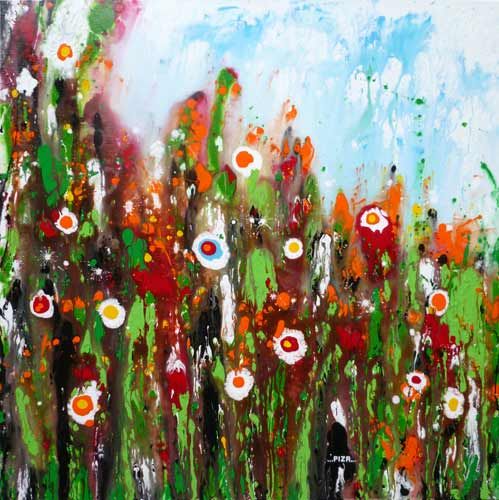 Isabelle Pelletane - Floressence (100 x 100 cm) - Acryliques sur toile Isabelle Pelletane - Floressence (100 x 100 cm) - Acryliques sur toile