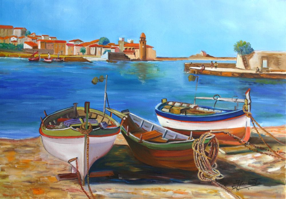 Jeanine JAUBERT - BARQUES A COLLIOURE.2010.46x65CM Jeanine JAUBERT - BARQUES A COLLIOURE.2010.46x65CM