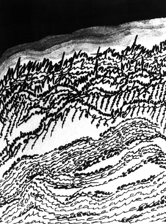 Joëlle DAUTRICOURT - Montagne-eau, 15X10, 1979, encre de chine sur papier © Joëlle Dautricourt Joëlle DAUTRICOURT - Montagne-eau, 15X10, 1979, encre de chine sur papier © Joëlle Dautricourt