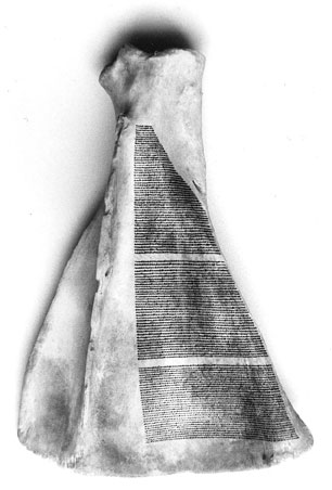 Joëlle DAUTRICOURT - Os écrit, 35X24, 1984, encre de chine sur os © Joëlle Dautricourt Joëlle DAUTRICOURT - Os écrit, 35X24, 1984, encre de chine sur os © Joëlle Dautricourt