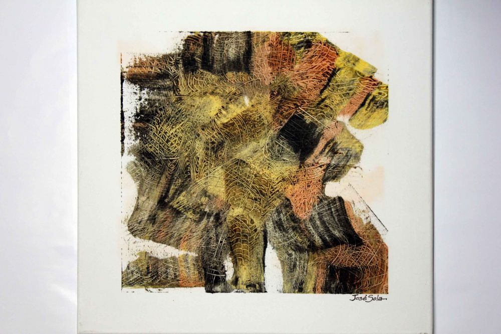 José SOLA - L'indien, 40x40 cm, 2011, technique mixe sur toile José SOLA - L'indien, 40x40 cm, 2011, technique mixe sur toile
