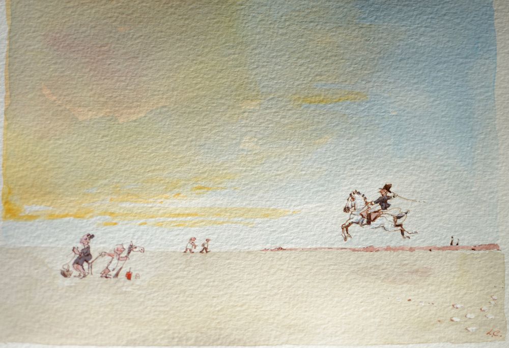 Laurent CRESP - Ciel mon cheval, aquarelle Laurent CRESP - Ciel mon cheval, aquarelle