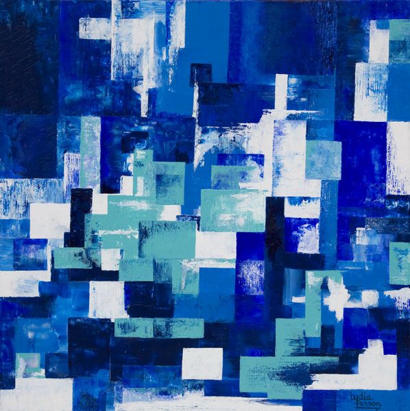 Lydia PERSON - Rhapsodie in Blue 100x100 Acryl finition huile Lydia PERSON - Rhapsodie in Blue 100x100 Acryl finition huile