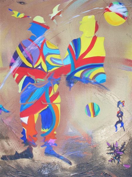 MARIE MUNCH - CLOWN PASSANT toile 54X65 technique mixte MARIE MUNCH - CLOWN PASSANT toile 54X65 technique mixte
