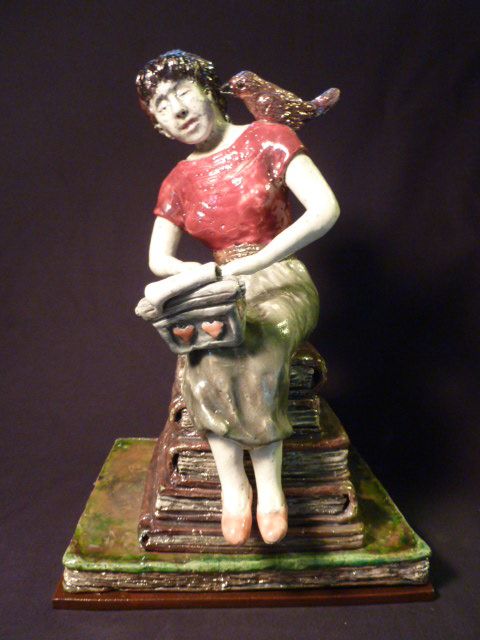 MARTIAL MANDIN - Boulimique de lecture 2 , céramique cuisson raku, H 40 cm L 27 cm MARTIAL MANDIN - Boulimique de lecture 2 , céramique cuisson raku, H 40 cm L 27 cm