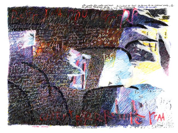 MIREILLE W. DESCOMBES - La conteuse, 21cm x 30cm, encres sur papier MIREILLE W. DESCOMBES - La conteuse, 21cm x 30cm, encres sur papier
