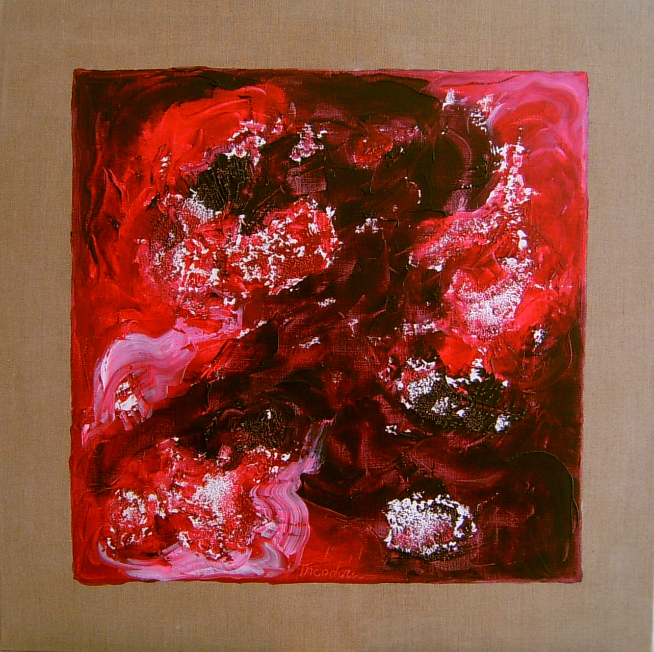 Théodora BERNARDINI - A Johanna 70x70cm 2007 Huile et billes de verre sur lin Théodora BERNARDINI - A Johanna 70x70cm 2007 Huile et billes de verre sur lin