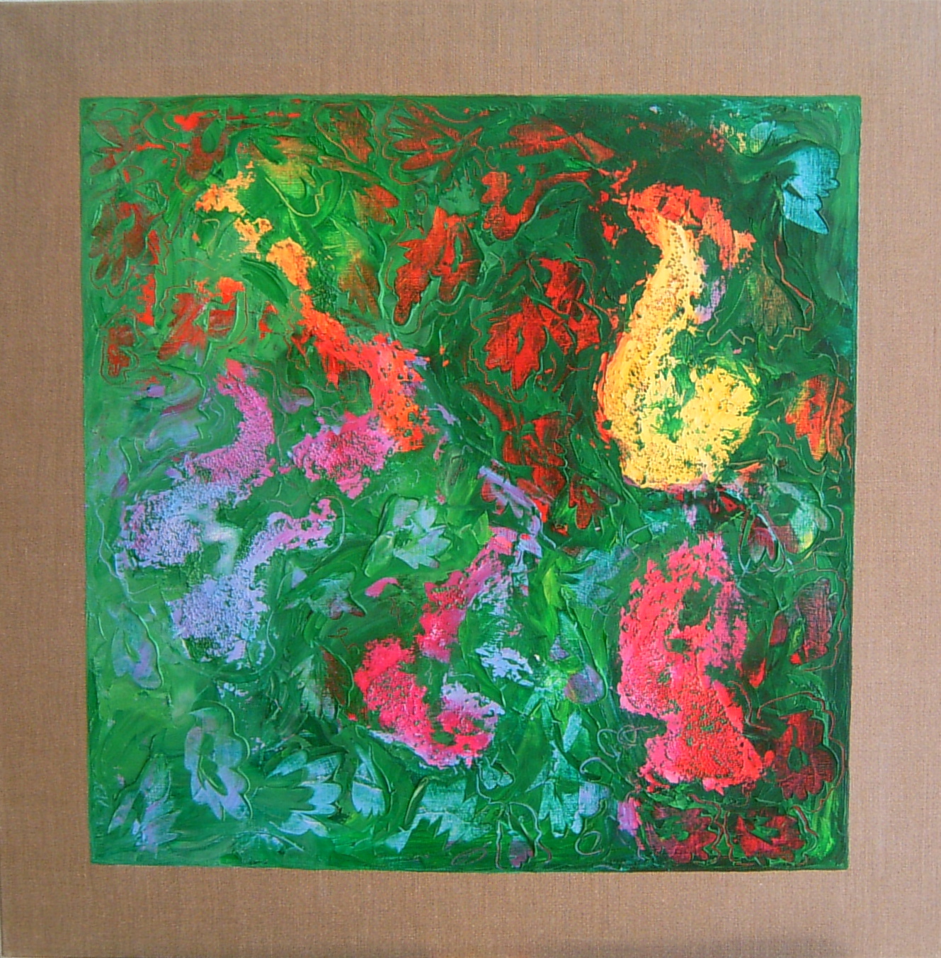 Théodora BERNARDINI - Le Poête Sonore 80x80cm 2007 Huile et billes de verre sur lin Théodora BERNARDINI - Le Poête Sonore 80x80cm 2007 Huile et billes de verre sur lin