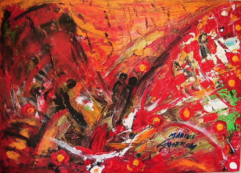 Marius MENSAH - Système à 2 vitesses. Huile.Acry. sur toile. Technique: pieds doigts sur toile. Dim (69x49).Prix 700€ Marius MENSAH - Système à 2 vitesses. Huile.Acry. sur toile. Technique: pieds doigts sur toile. Dim (69x49).Prix 700€
