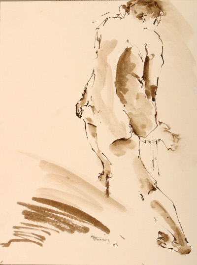 Martha Hraoui - Pose - Encre sépia Martha Hraoui - Pose - Encre sépia