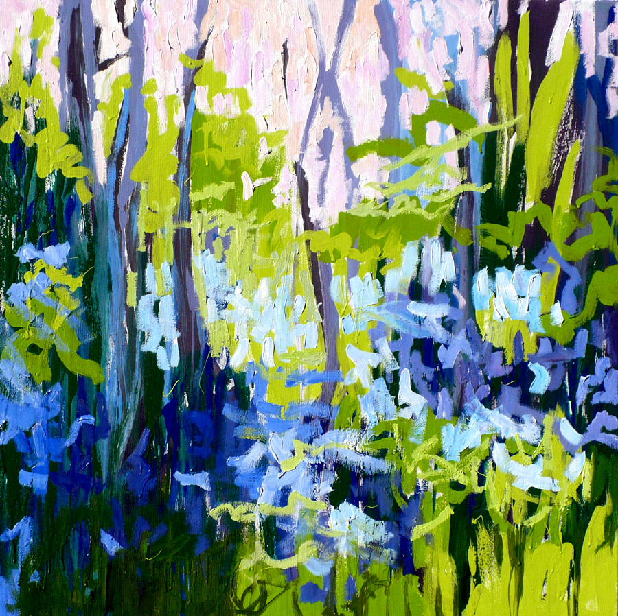 Martine BOULANGER - le bois de jacinthes 100x100 huile sur toile Martine BOULANGER - le bois de jacinthes 100x100 huile sur toile