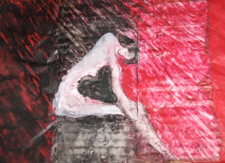 Martine Ravignon - Assise sur un bidon à la périphérie 21x29,7 acrylique sur papiers déchirés, collés Martine Ravignon - Assise sur un bidon à la périphérie 21x29,7 acrylique sur papiers déchirés, collés