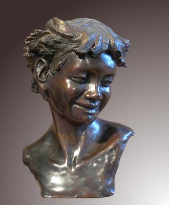 Nella Buscot - Le petit malicieux, 2003, bronze, 31 cm. Nella Buscot - Le petit malicieux, 2003, bronze, 31 cm.