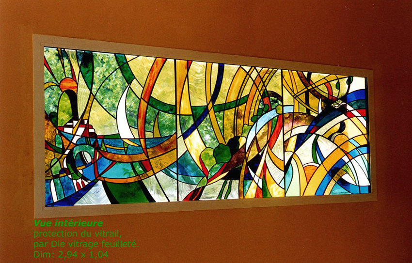 Nicolas Gellusseau - Vitrail-Roussillon, 2m94 x 1m04, 2004, Vitrail Nicolas Gellusseau - Vitrail-Roussillon, 2m94 x 1m04, 2004, Vitrail