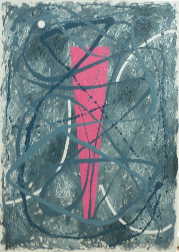 Nicole MATHIEU - N. M. MATHIEU - Rythmes noirs sur fond rose - Huile sur papier - 50 x 65 cm - 2010 Nicole MATHIEU - N. M. MATHIEU - Rythmes noirs sur fond rose - Huile sur papier - 50 x 65 cm - 2010