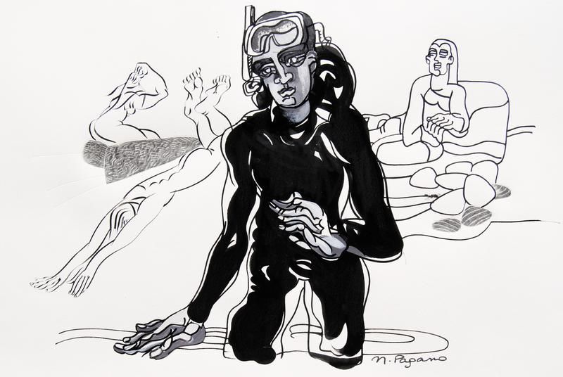 Nicole Pagano - Chasseur ss marin 50x70. 2012. encre sur papier Nicole Pagano - Chasseur ss marin 50x70. 2012. encre sur papier